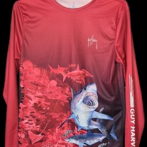 Guy Harvey Red Shark Graphic Long Sleeve Shirt